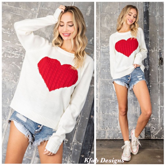 Sweaters - ❤️LAST! Cable Knit Heart Contrast Soft Sweater!